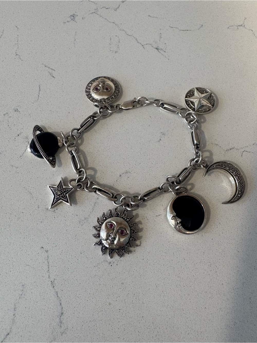 Celestial sterling silver moon Charm Bracelet